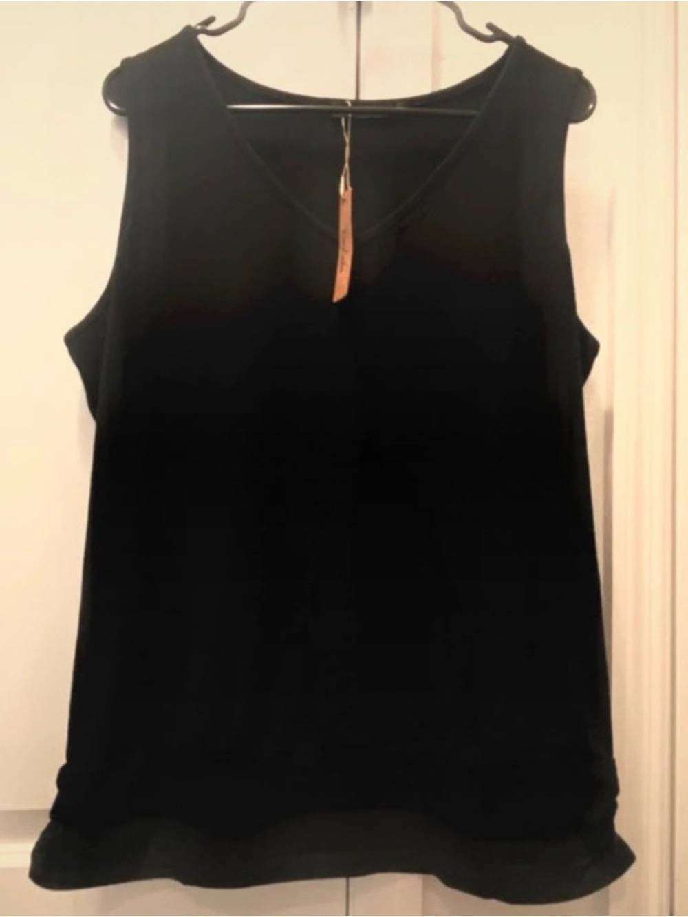 Women's Black V-Neck Sleeveless Chiffon-Trim Camisole